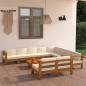 Preview: ARDEBO.de - 10-tlg. Garten-Lounge-Set mit Creme Auflagen Massivholz Akazie