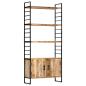 Preview: Bücherregal 4 Ebenen 80x30x180 cm Raues Mangoholz