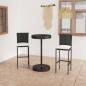 Preview: ARDEBO.de - 3-tlg. Gartenbar-Set mit Kissen Poly Rattan Schwarz