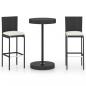 Preview: 3-tlg. Gartenbar-Set mit Kissen Poly Rattan Schwarz