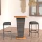 Preview: ARDEBO.de - 3-tlg. Gartenbar-Set mit Kissen Poly Rattan Grau