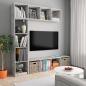 Preview: ARDEBO.de - 3-tlg. Bücher-/TV-Schrank Set Betongrau 180x30x180 cm