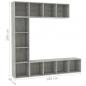 Preview: 3-tlg. Bücher-/TV-Schrank Set Betongrau 180x30x180 cm