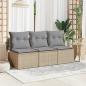 Preview: Gartensofa mit Kissen 3-Sitzer Beige Poly Rattan