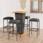 Preview: ARDEBO.de - 5-tlg. Gartenbar-Set mit Kissen Poly Rattan Grau