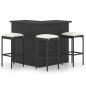 Preview: ARDEBO.de - 4-tlg. Gartenbar-Set mit Kissen Poly Rattan Schwarz
