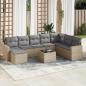 Preview: ARDEBO.de - 9-tlg. Garten-Sofagarnitur mit Kissen Beige Poly Rattan