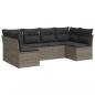 Preview: 6-tlg. Garten-Sofagarnitur mit Kissen Grau Poly Rattan