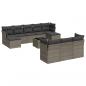 Preview: 10-tlg. Garten-Sofagarnitur mit Kissen Grau Poly Rattan