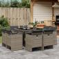 Preview: ARDEBO.de - 9-tlg. Garten-Essgruppe mit Kissen Grau Poly Rattan