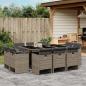 Preview: ARDEBO.de - 11-tlg. Garten-Essgruppe mit Kissen Grau Poly Rattan
