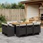 Preview: ARDEBO.de - 11-tlg. Garten-Essgruppe mit Kissen Schwarz Poly Rattan