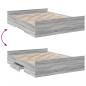 Preview: Bettgestell mit Schubladen Grau Sonoma 160x200 cm Holzwerkstoff
