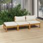 Preview: ARDEBO.de - 3-tlg. Garten-Lounge-Set mit Creme Kissen Massivholz Akazie