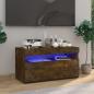 Preview: ARDEBO.de - TV-Schrank mit LED-Leuchten Räuchereiche 75x35x40 cm 