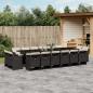 Preview: ARDEBO.de - 17-tlg. Garten-Essgruppe mit Kissen Schwarz Poly Rattan