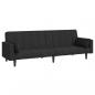 Preview: Schlafsofa 2-Sitzer mit 2 Kissen Schwarz Stoff