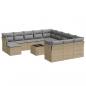 Preview: 13-tlg. Garten-Sofagarnitur mit Kissen Beige Poly Rattan