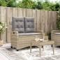 Preview: ARDEBO.de - Gartenbank Verstellbar mit Kissen Beige Poly Rattan