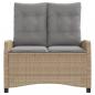 Preview: Gartenbank Verstellbar mit Kissen Beige Poly Rattan
