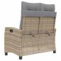 Preview: Gartenbank Verstellbar mit Kissen Beige Poly Rattan