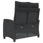 Preview: Gartenbank Verstellbar mit Kissen Schwarz Poly Rattan