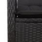 Preview: Gartenbank Verstellbar mit Kissen Schwarz Poly Rattan