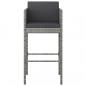 Preview: Barhocker 4 Stk. mit Kissen Grau Poly Rattan