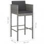 Preview: Barhocker 4 Stk. mit Kissen Grau Poly Rattan