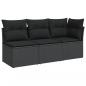 Preview: Gartensofa mit Kissen 3-Sitzer Schwarz Poly Rattan