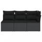 Preview: Gartensofa mit Kissen 3-Sitzer Schwarz Poly Rattan
