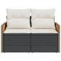 Preview: Gartensofa mit Kissen 2-Sitzer Schwarz Poly Rattan