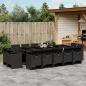 Preview: ARDEBO.de - 15-tlg. Garten-Essgruppe mit Kissen Schwarz Poly Rattan