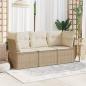 Preview: ARDEBO.de - 3-tlg. Garten-Sofagarnitur mit Kissen Beige Poly Rattan