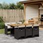 Preview: ARDEBO.de - 7-tlg. Garten-Essgruppe mit Kissen Schwarz Poly Rattan