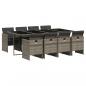 Preview: 9-tlg. Garten-Essgruppe mit Kissen Grau Poly Rattan