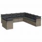 Preview: 11-tlg. Garten-Sofagarnitur mit Kissen Grau Poly Rattan