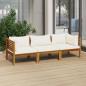 Preview: ARDEBO.de - 3-Sitzer-Gartensofa mit Creme Kissen Massivholz Akazie