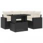 Preview: 5-tlg. Garten-Sofagarnitur mit Kissen Schwarz Poly Rattan