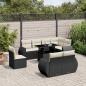 Preview: ARDEBO.de - 9-tlg. Garten-Sofagarnitur mit Kissen Schwarz Poly Rattan