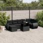 Preview: ARDEBO.de - 8-tlg. Garten-Sofagarnitur mit Kissen Schwarz Poly Rattan