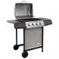 Preview: Gasgrill mit 4 Flammen Schwarz und Silbern