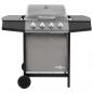 Preview: Gasgrill mit 4 Flammen Schwarz und Silbern