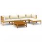 Preview: 6-tlg. Garten-Lounge-Set mit Creme Kissen Massivholz Akazie