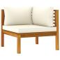 Preview: 10-tlg. Garten-Lounge-Set mit Creme Kissen Massivholz Akazie