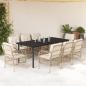 Preview: ARDEBO.de - 9-tlg. Garten-Essgruppe mit Kissen Beige Poly Rattan