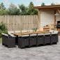 Preview: ARDEBO.de - 15-tlg. Garten-Essgruppe mit Kissen Schwarz Poly Rattan