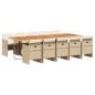 Preview: 11-tlg. Garten-Essgruppe mit Kissen Beige Poly Rattan