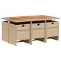 Preview: 7-tlg. Garten-Essgruppe mit Kissen Beige Poly Rattan