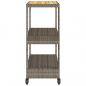 Preview: Barwagen 3 Böden Grau Poly Rattan und Massivholz Akazie